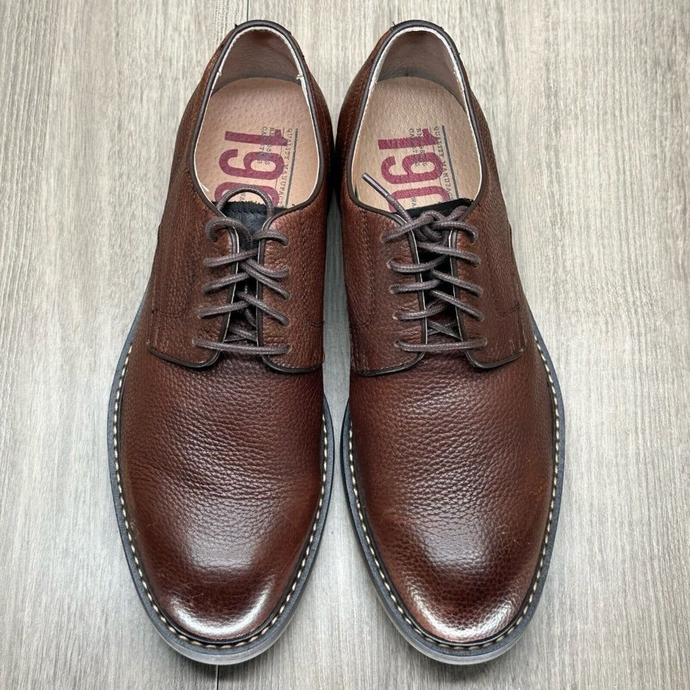 1901 Dress Shoes Mens Size 8.5M Lace Up Oxford Pebbled Leather Brown